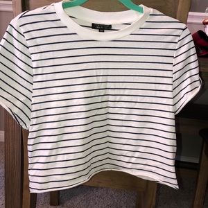 Top Shop Striped Cropped Tee Shirt